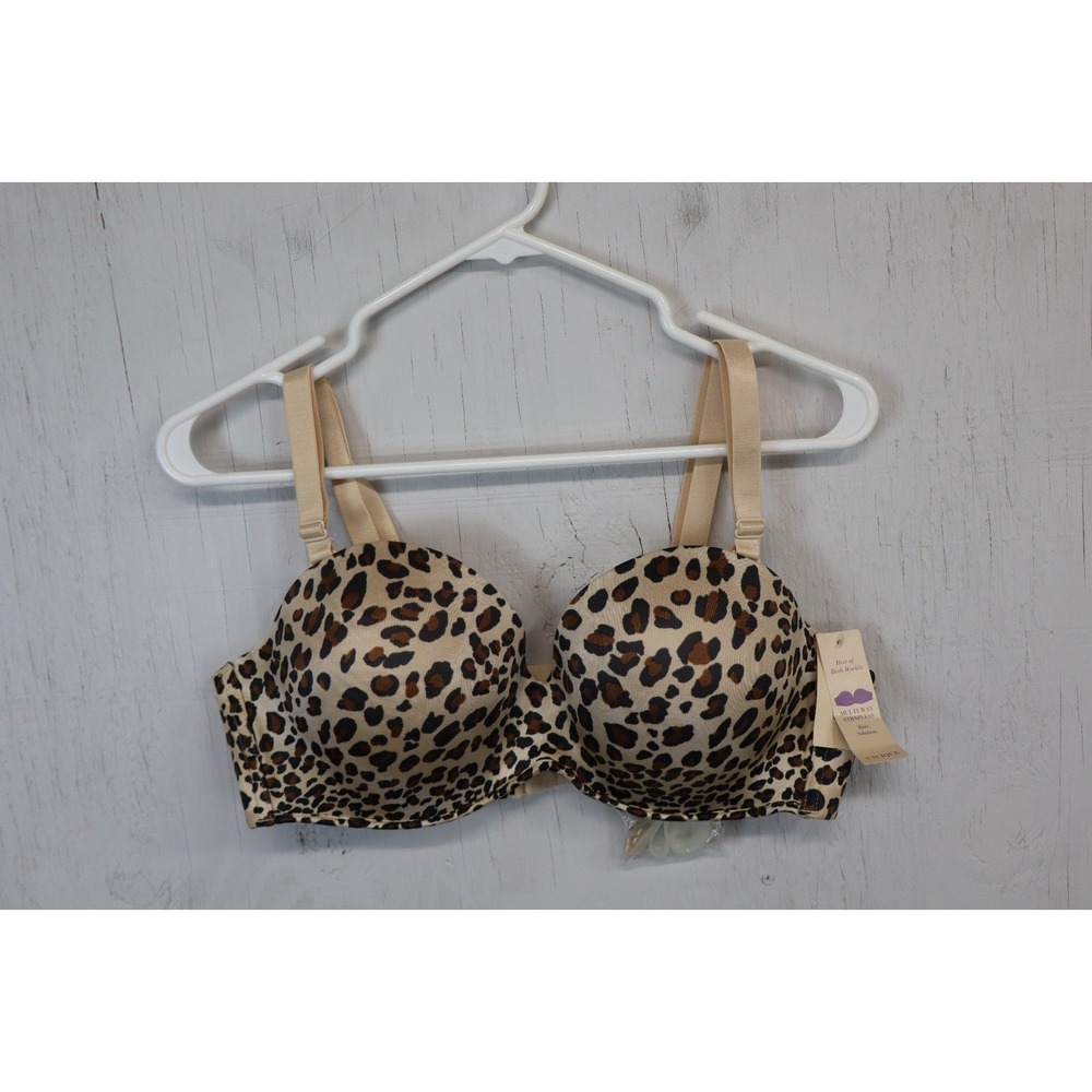 Cacique 38D New Strapless Bra Leopard‎ Cheetah Multiway Convertible Underwire